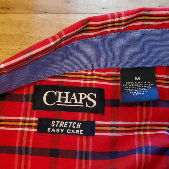 Medium Chaps Cruise Red Button Down Dress Shirt - Picture 4 of 4